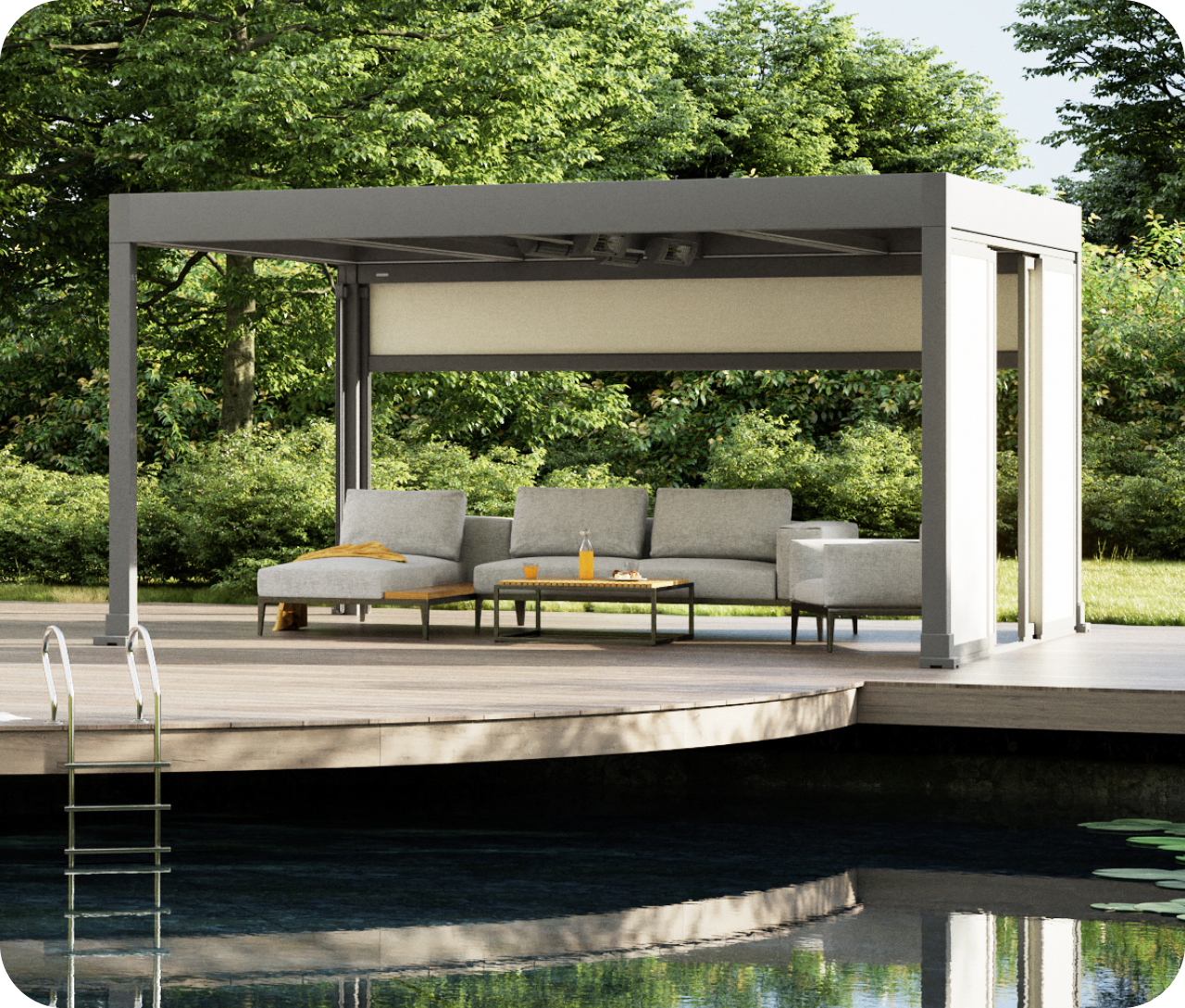 Lounge-Bereich überdacht am Pool